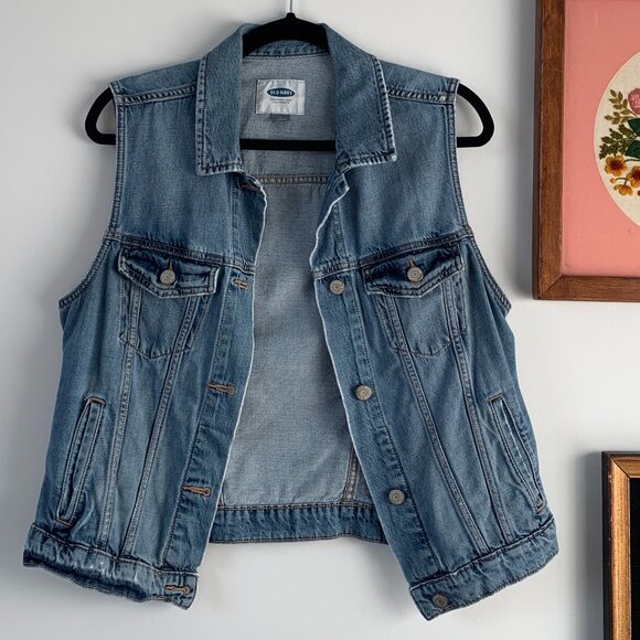 Old Navy  |   100% cotton Jean Jacket Vest size M Women's - Picture 4 of 14